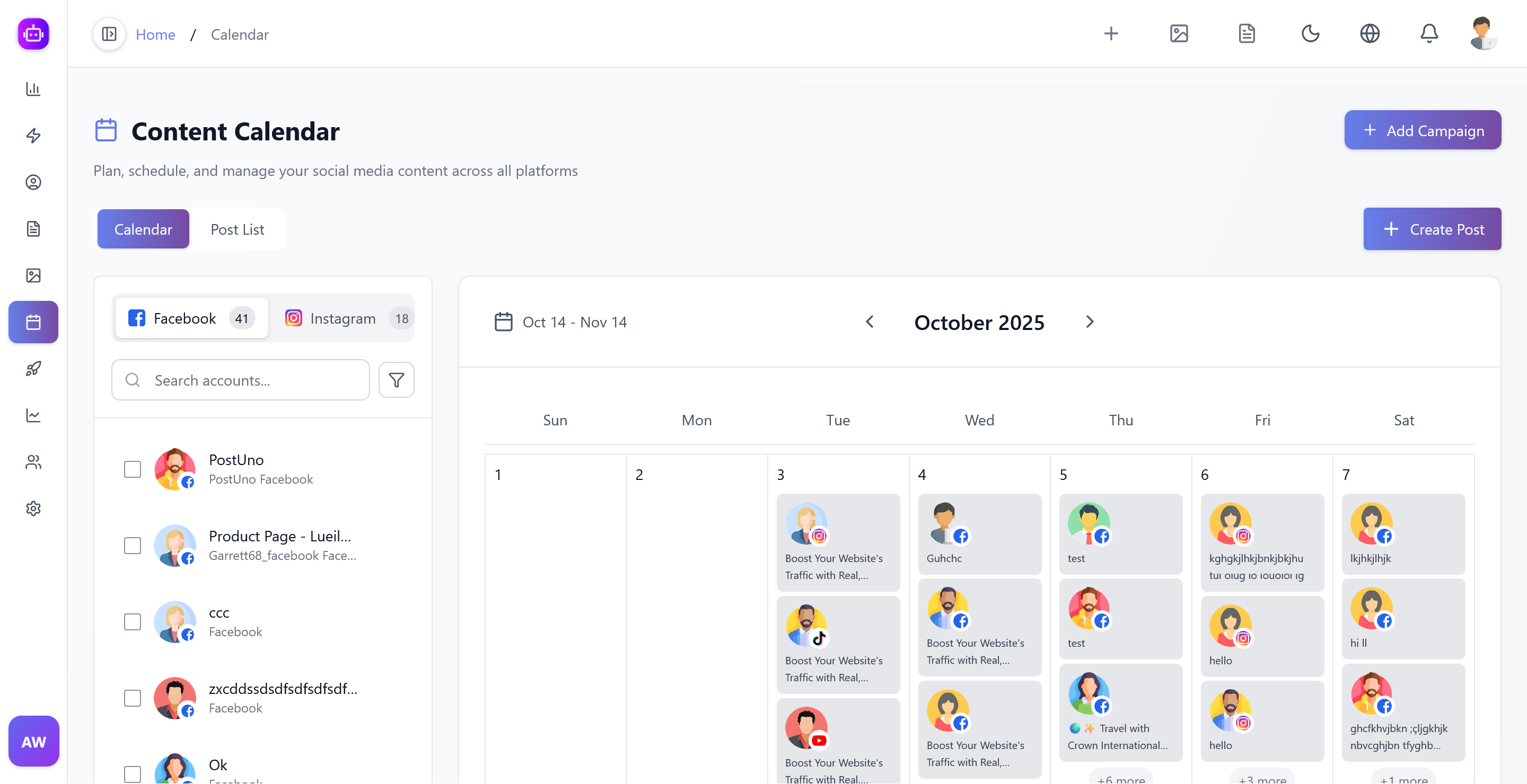 Calendar Planning Interface