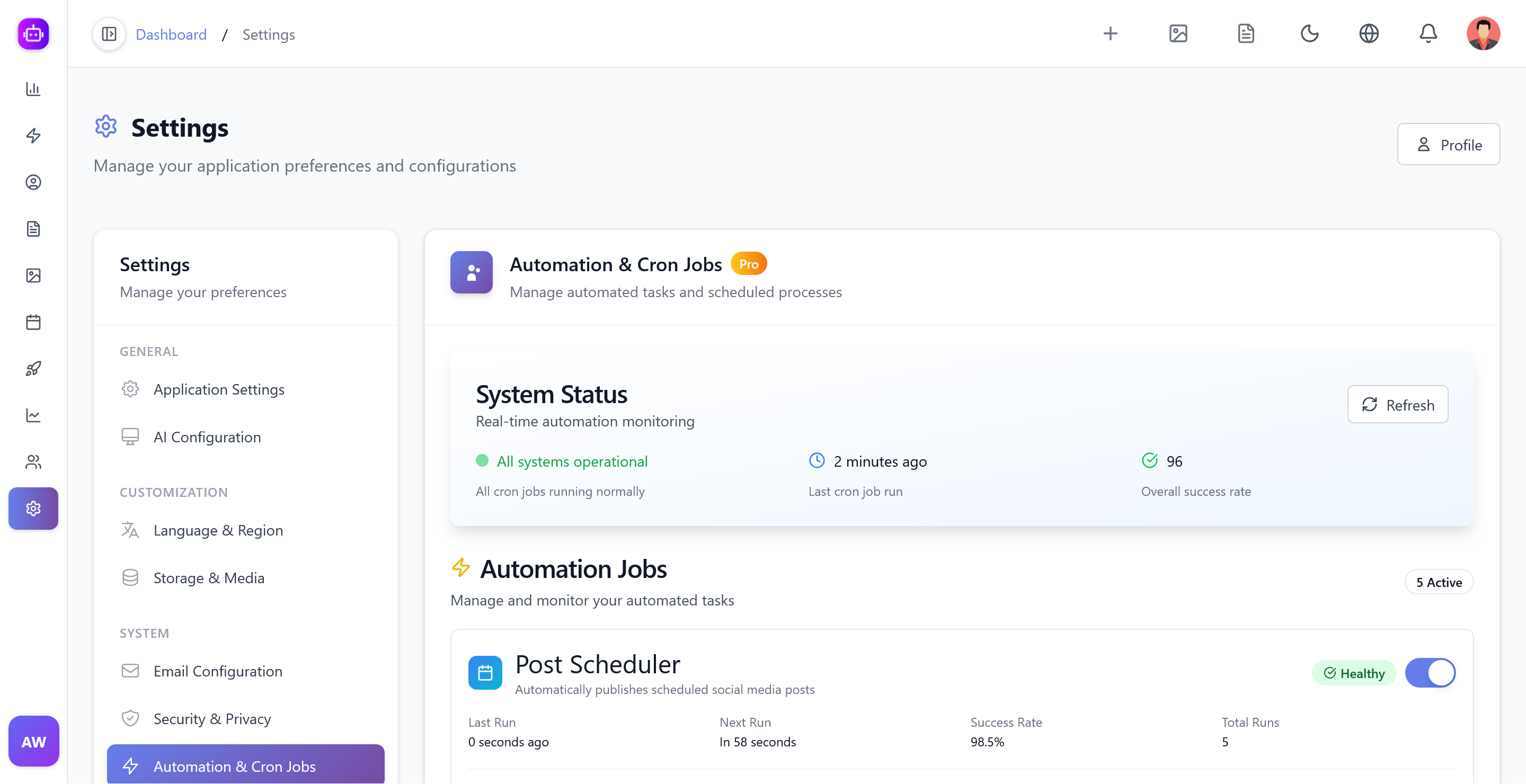 Cron Automation Dashboard