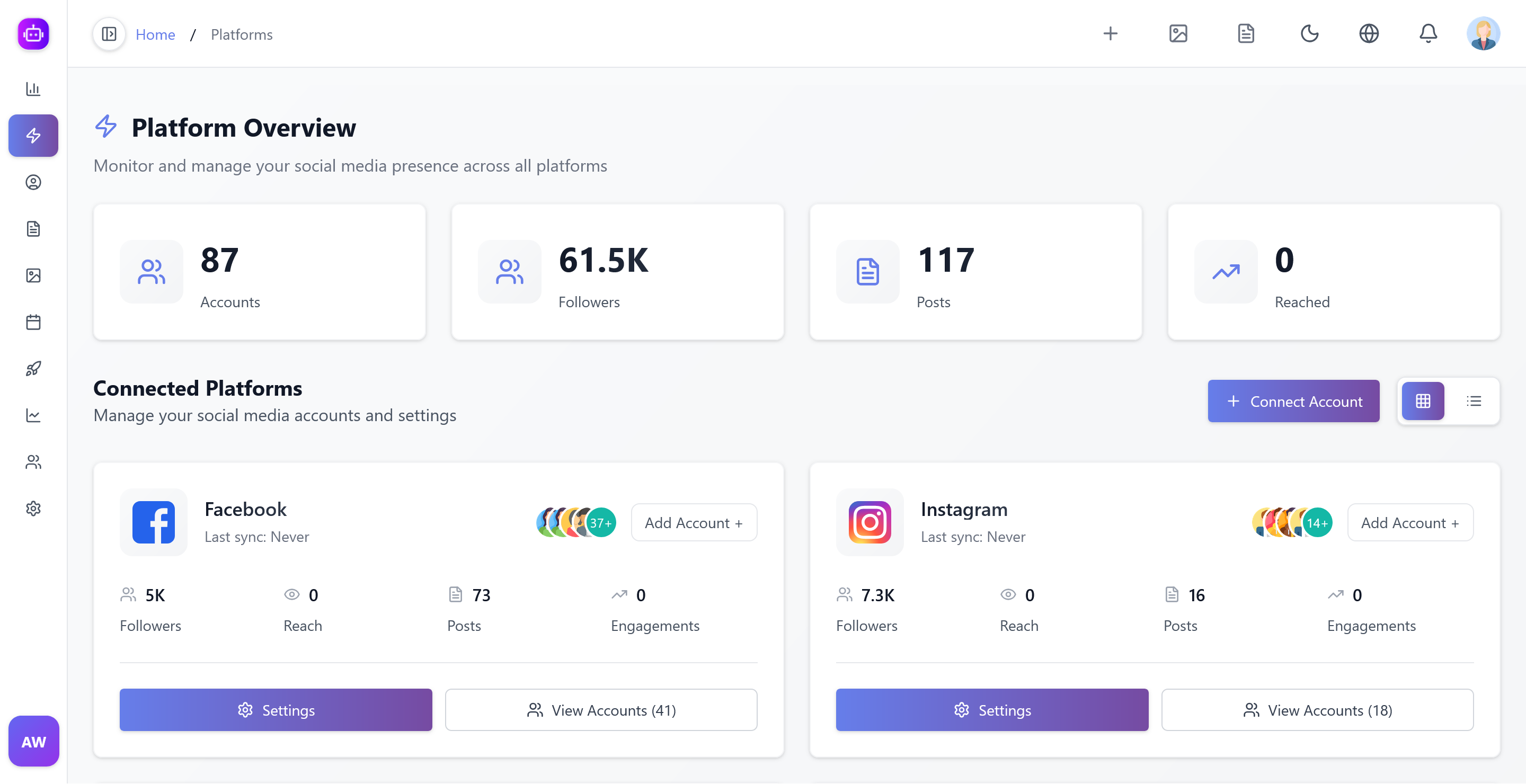 Platform Management Dashboard