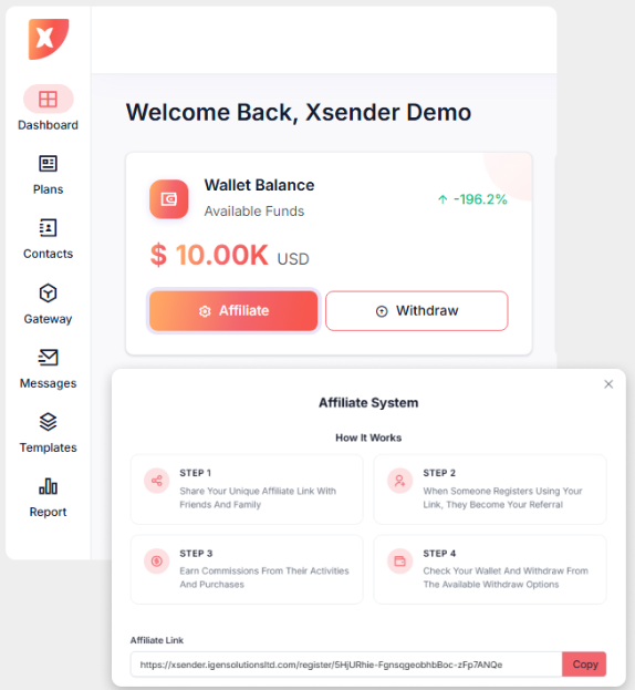 Xsender Affiliate System